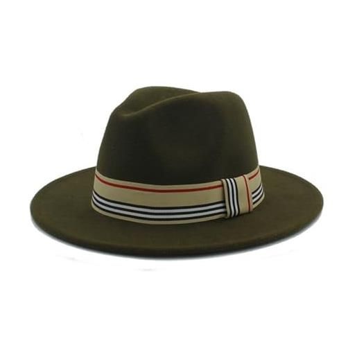 NOAMED fengyan cappelli moda donna uomo elegante lana fedora cappello gentiluomo inverno autunno tesa larga jazz cappello chiesa padrino caps, verde, 6 7/8 / 7 1/8