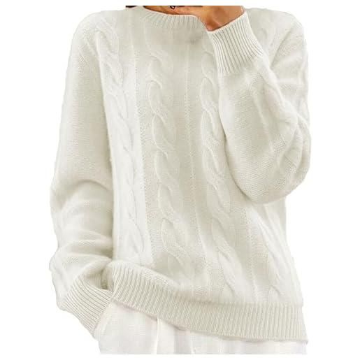 Generico maglia donna scollo a v maglione di cotone semi a maniche lunghe pullover tinta unita con camicia base maglione caldo maglioncini (pink, s)