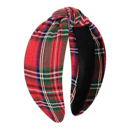 vokone fasce natalizie da donna con motivo scozzese rosso, annodato, fascia larga per capelli per feste di natale, accessori per capelli, regali per ragazze