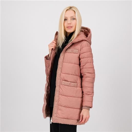 Neropale piumino in tessuto tecnico con cappuccio e dettagli in orsetto