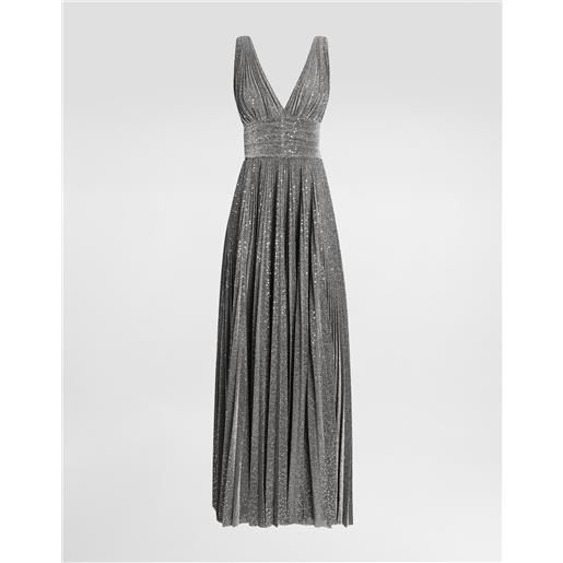 Dolce & Gabbana abito lungo a plissé in micro paillettes