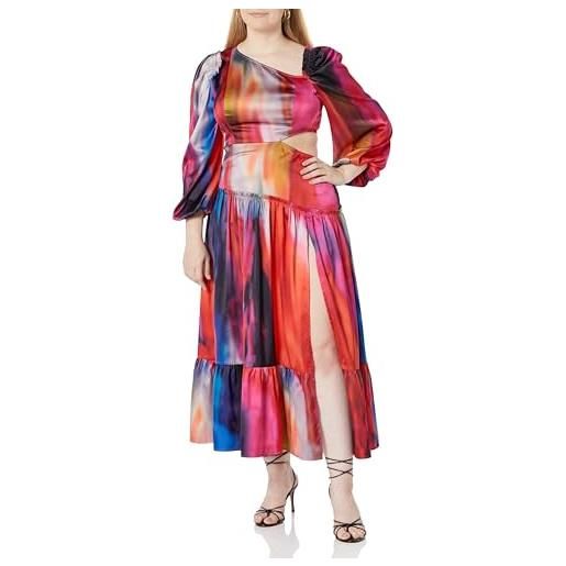 The Drop women's abito multicolore con collo asimmetrico e aperture, by @itsjuliettefoxx, l