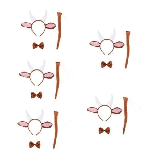 WOONEKY 5 set di kit di fasce per orecchie da animale per cosplay orecchie coda costume da festa cosplay accessori per animali per ragazze
