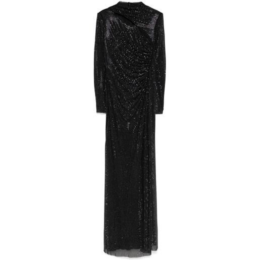 Self-Portrait abito lungo con strass - nero