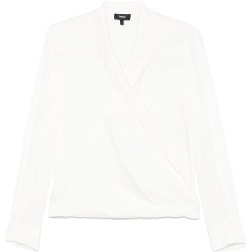 Theory blusa con revers a lancia - bianco