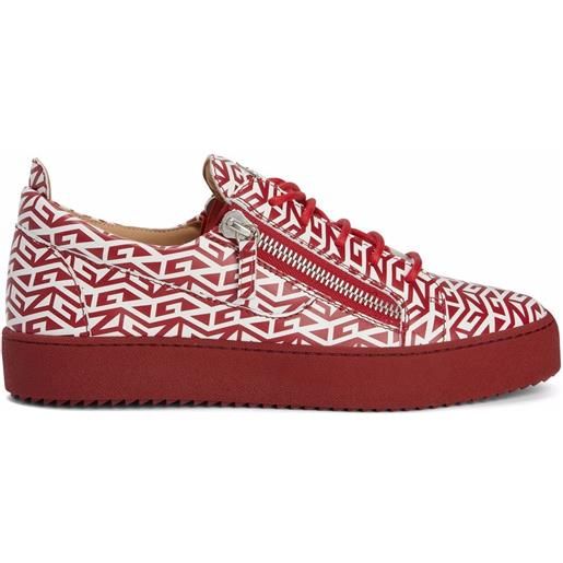 Giuseppe Zanotti sneakers frankie con monogramma e doppia zip - rosso
