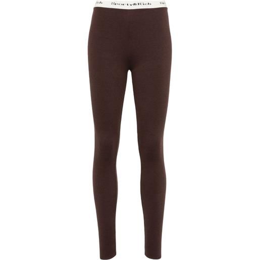 Sporty & Rich leggings con banda logo - marrone