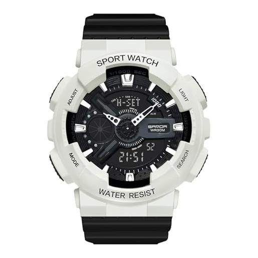 RORIOS orologio coppia elettronico orologio da polso multifunzione militare orologio uomo donna orologio digitale quarzo resina cinturino per ragazze ragazzi bianco nero b