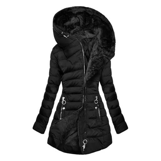 Generico cappotti invernali da donna maglioni caldi foderato in pile felpa donna vacanza moda vento manica lunga alla moda e casual con cerniera giacca con cappuccio caldo
