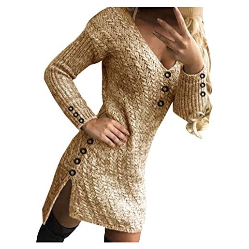 MJGkhiy vestito donna maglia invernale elegante knit vestiti casual girocollo abito natale vestiti di lana caldo abiti da cocktail cerimonia manica lunga vestiti in maglia abbigliamento saldi