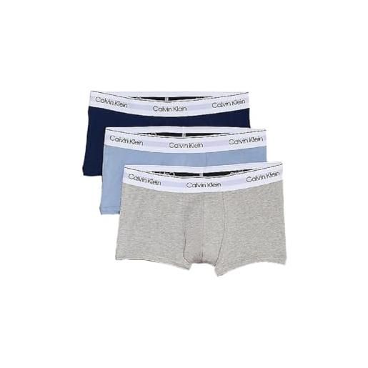 Calvin Klein, men's, low rise trunk 3pk 000nb3967a, blue (new navy, troposphere, grey heather), xl