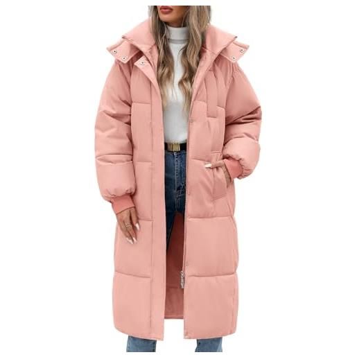 Vancavoo giubbotto donna invernale lungo piumino cappotto trapuntato imbottita in caldo giacca parka casual outdoor cappotti con cappuccio, cachi, xl