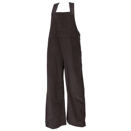GURU SHOP salopette in velluto a coste, stile boho, tuta - nero, da donna, in cotone, taglia: l/xl, nero , 48