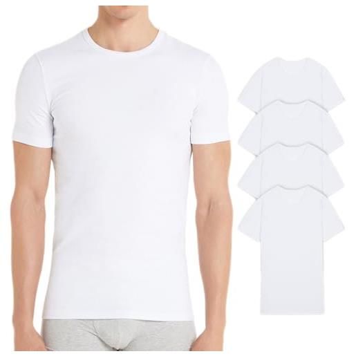 VEQUÈ magliette da uomo 100% cotone caldo felpato pacco da 4 pezzi t-shirt maniche corte magliette e canottiere intime made in italy (it, testo, xl, regular, regular, 4 pezzi multicolor)