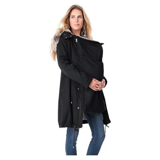YIzdegg giacca premaman da donna invernale funzionale, calda 3 in 1, con inserto per neonato, in cotone, colletto e tasche, giacca per gravidanza, coulisse regolabile, giacca per maternità oversize, nero , m