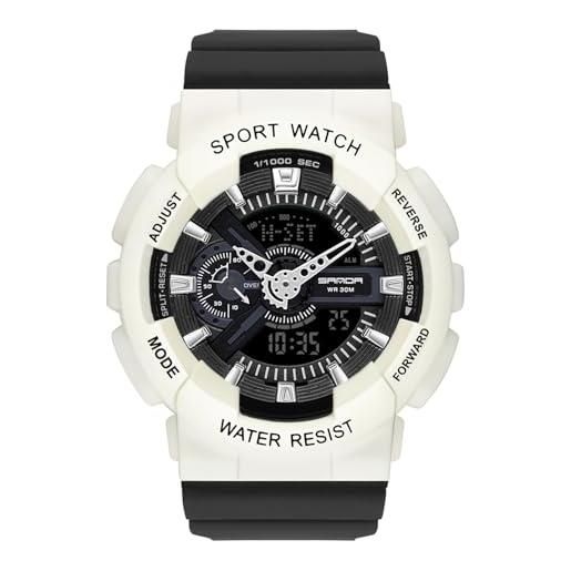 RORIOS orologio coppia elettronico orologio da polso multifunzione militare orologio uomo donna orologio digitale quarzo resina cinturino per ragazze ragazzi bianco nero a