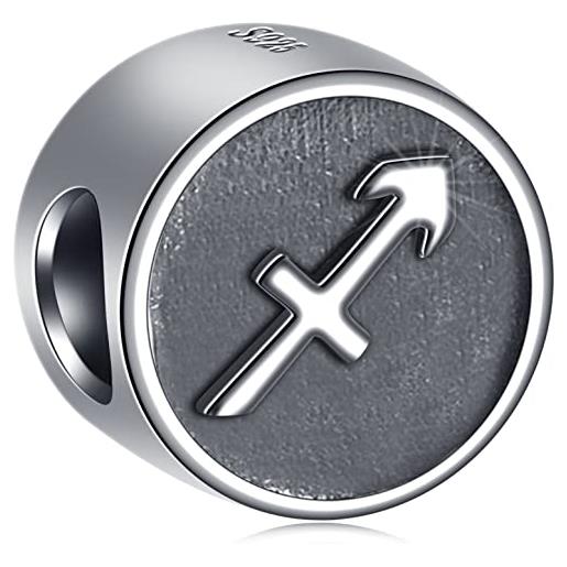 GLOWDAS sagittario segno zodiacale charms fit braccialetto cuore pandora, antico argento sterling compleanno stella segni collana perline, 12 costellazione astrologia charm, regali per ringraziamento/natale