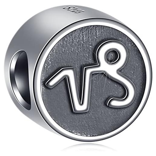 GLOWDAS capricorno segno zodiacale charms fit pandora braccialetto di natale, antico argento sterling capricorno perline oroscopo, 12 costellazione astrologia charm, regali per migliore amico/natale/capodanno