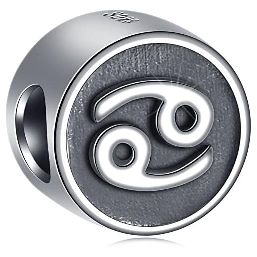 GLOWDAS cancro segno zodiacale charms fit braccialetto di laurea pandora, antico argento sterling compleanno stella segni collana perline, 12 costellazione astrologia charm, regali per viaggio/felice bday