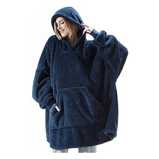 CAMEIRGOU coperta felpa oversize con cappuccio, coperta indossabile in morbido pile leggero con maniche e tasca frontale per donna uomo coperta indossabile in peluche per guardare la tv in salotto