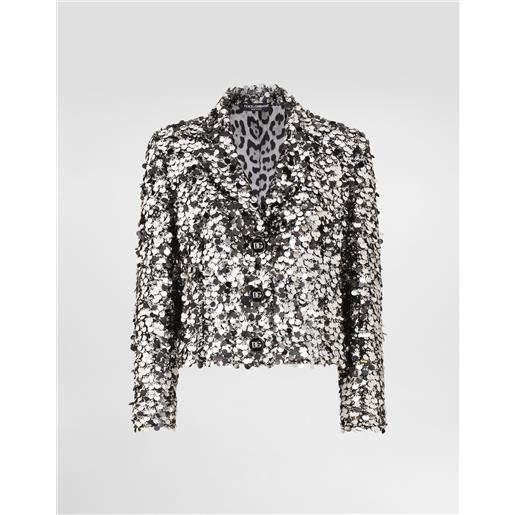 Dolce & Gabbana giacca corta monopetto ricamata in paillettes