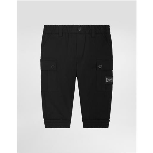 Dolce & Gabbana pantaloni cargo in gabardina con placca logata