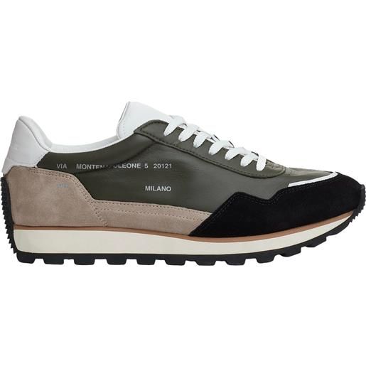 HOGAN running 86er pelle verde camoscio beige e nero