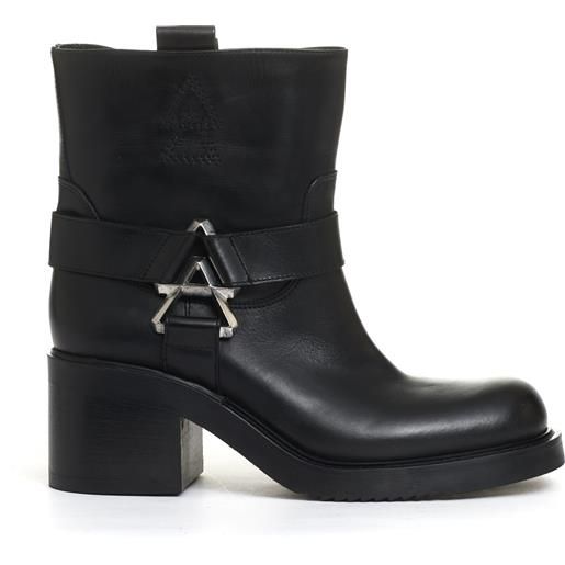 Stivali Donna Biker In Pelle Sintetica - Al Polpaccio Con Fibbie, Nero Taglia 37 - Foto 13