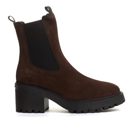 HOGAN stivaletto camoscio marrone tacco 50