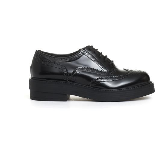 STRATEGIA stringata con bucature pelle nera