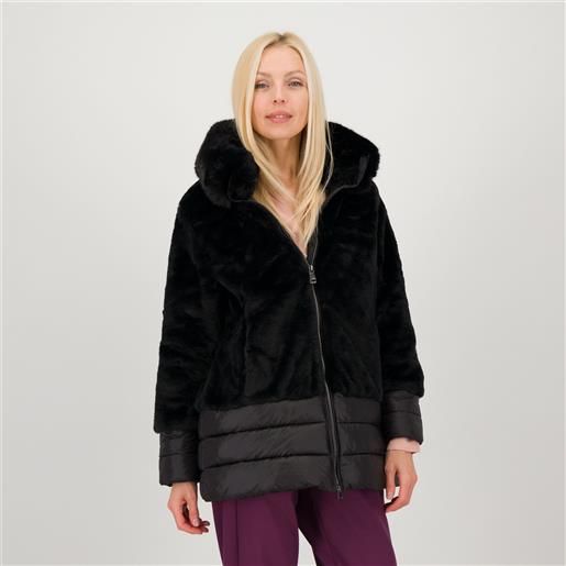 Neropale giacca imbottita in nylon cangiante e pelo sintetico