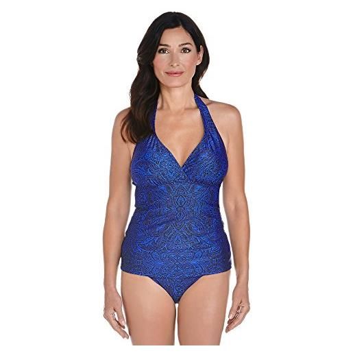 Coolibar damen bandeau tankini uv-protezione 50+, blu (blau floral motif), taglia xl