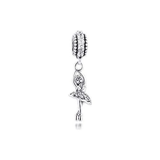 LIZHENG fit originale pandora braccialetto charm 925 sterling silver beads ballerina ciondolo balletto danza ragazza regalo gioielli fai da te