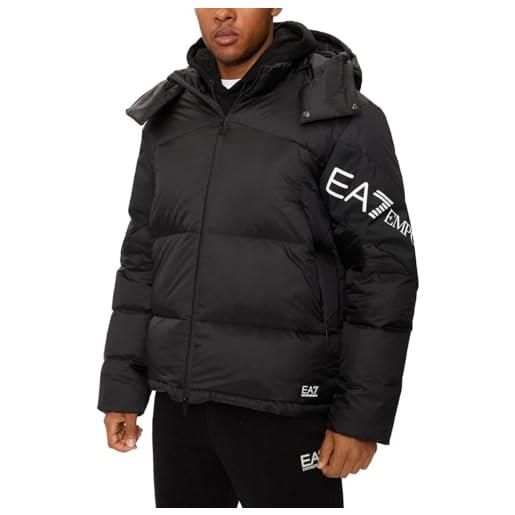 EA7 emporio armani EA7 giubbino da uomo in piuma d'oca con maxi logo, 6dpb33 (it, testo, m, regular, regular, nero)