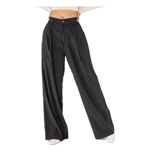 Nina Carter k901 pantaloni da donna eleganti larghi - pantaloni da palazzo fluenti tessuto leggero gamba larga pantaloni da inizio stagione, kaki (k901-62), l