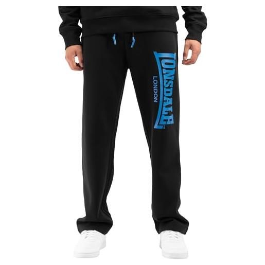 Lonsdale herdley jogging, nero/blu, xl uomo