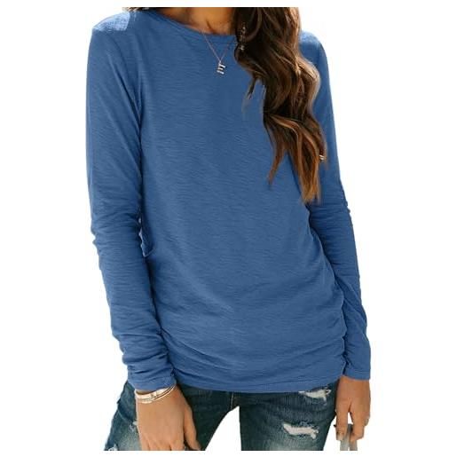 AUTOMET, maglietta da donna a maniche lunghe, girocollo, tunica aderente, evelina, l