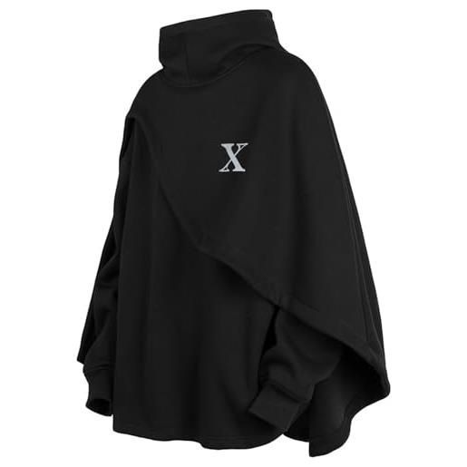 XIAOYAO poncho cape felpa con cappuccio da uomo manica lunga pullover collo alto vintage hip hop felpe