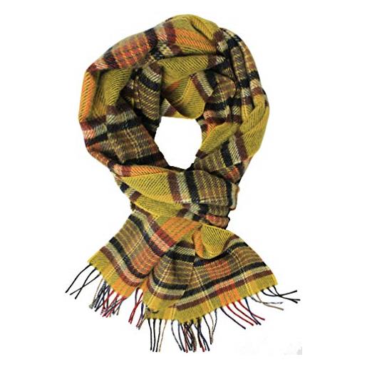 Rotfuchs sciarpa da uomo in lana calda a quadri alla moda multicolore, 180 x 29 cm, made in germany, giallo. , medium