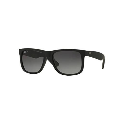Ray-Ban justin autentico rb 4165 622 / t3 55 mm in gomma nero/grigio sfumato polarizzante, telaio in gomma nera grigia sfumata polarizzante, telaio in gomma nera grigia sgrassata polarizzante, 55 mm, 