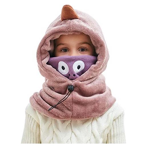 Happy Cherry - bambini passamontagna cappello in pile bambina bambino cappellino inverno con sciarpa per sciare ciclismo sport all'aperto berretto protezione del collo - 3-12 anni