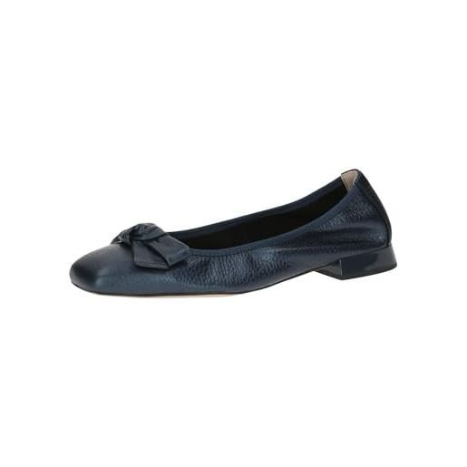 CAPRICE donna ballerine in pelle con tacco a blocco, blu (ocean per. Deer), 40 eu