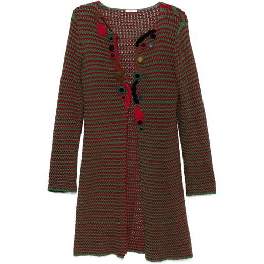 Prada Pre-Owned - cardigan lungo con decorazione 2005 - donna - cotone - 44 - verde