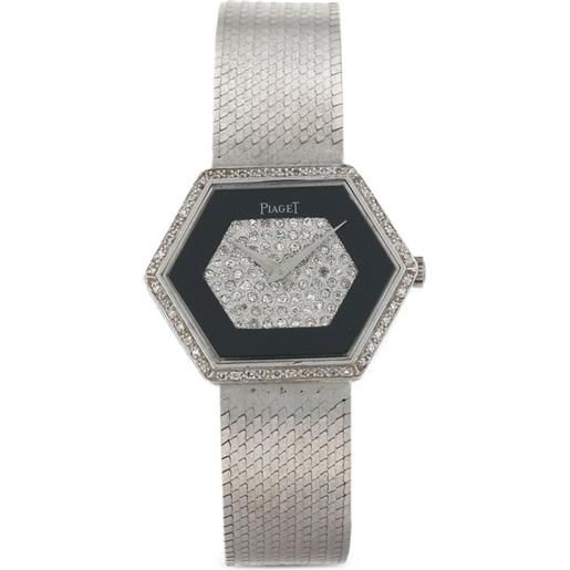 Piaget - orologio con quadrante esagonale 29mm pre-owned 1970 - donna - white gold/vetro minerale (pietre e gemme) - taglia unica - argento