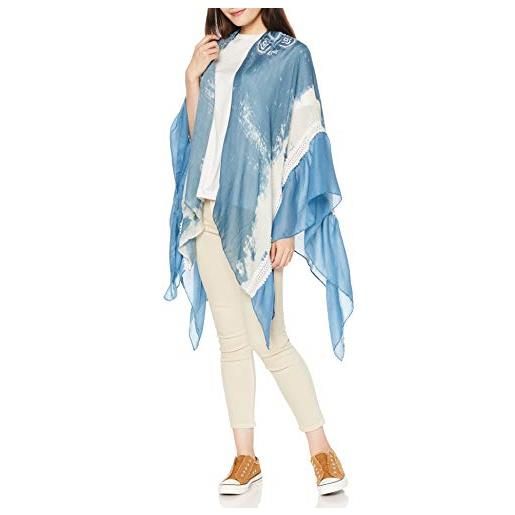 Desigual kimono_sunny mood sciarpa, blu (blue moon 2051), taglia unica donna