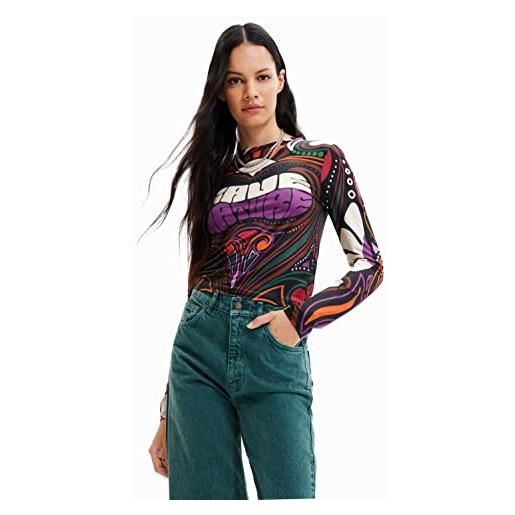 Desigual maglietta a maniche lunghe t-shirt, nero, l donna