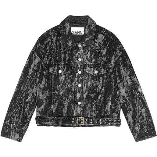 GANNI giacca denim con cintura - nero