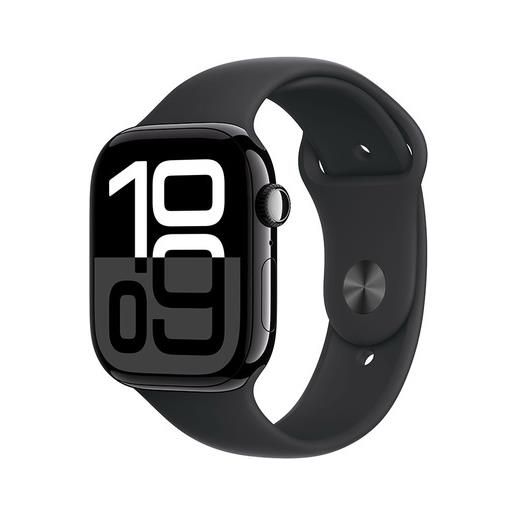 Apple watch series 10 serie 10 gps 46mm cassa in alluminio color jet black con nero sport band m/l