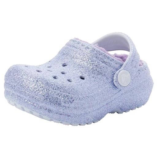 Crocs unisex bambino classic lined glitter clog k sabot, frosted glitter, 19/20 eu