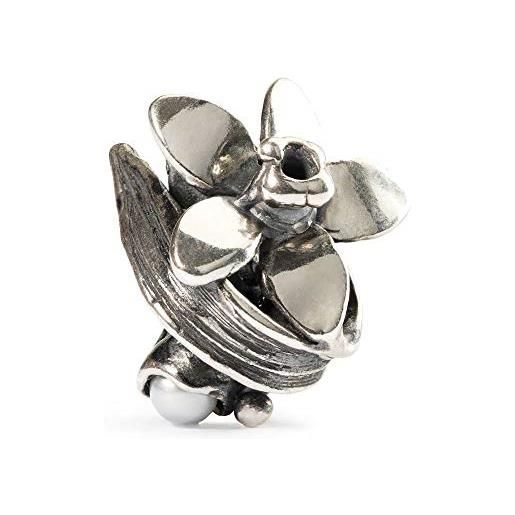 Collana Trollbeads 925 Fantasy con elfo alato e 3 charm - Collana lunga con ciondolo fata in argento sterling e perle di vetro LAA 925S - Italia